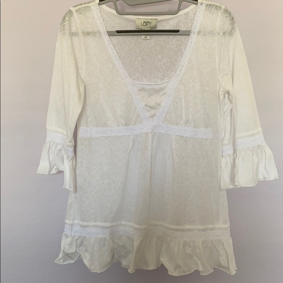 Ann Taylor loft Boho Ruffles Lace Babydoll S - Picture 1 of 7